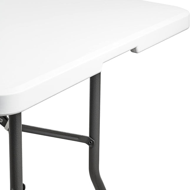 Tavolo Pieghevole Portatile salvaspazio | Tavolo richiudibile | Tavolo da campeggio con Sistema di Blocco di Sicurezza, Fino a 6 Persone - 180x75x74 cm (Bianco)