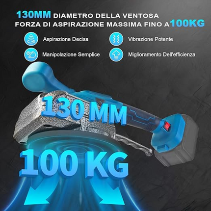 Piastrellatrice per piastrelle, Piastrella macchina Vibratori Piastrelle 100 kg, Vibratori Piastrelle con 2 batterie, Piastrellatrice Elettrica per Piastrelle 5 Velocità Regolabili Con ventose 160mm