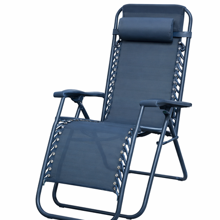 Set 2 Sdraio Relax Zero Gravity Pieghevoli con Cuscino – Poltrone Reclinabili da Giardino, Balcone e Piscina, Struttura in Acciaio, Tessuto Traspirante