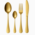 Set Posate 24 Pezzi – Servizio Posate Acciaio Inox con Finitura Bronzo Satinato, 6 Cucchiai, 6 Forchette, 6 Coltelli, 6 Cucchiaini – Design Moderno Manico Quadrato, Elegante e Resistente