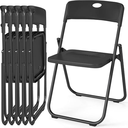 Set da 6 Sedie Pieghevoli con Struttura in Acciaio e PVC, Seduta Salvaspazio Richiudibile con Piedini e Maniglia, da Viaggio, Cucina, Soggiorno, Camera da Letto, 74x43x49 cm