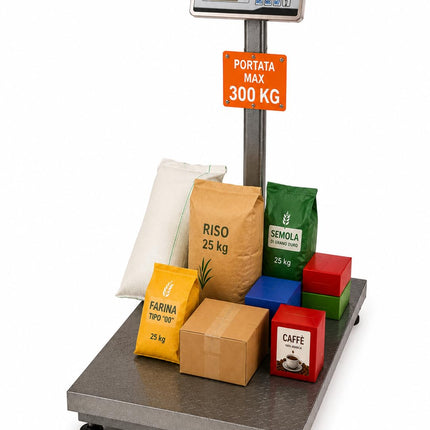 Bilancia Digitale Elettronica Professionale 300 Kg Con Display bilancia industriale ricaricabile per utilizzarla in Negozio, Casa, Azienda o Attività ambulante