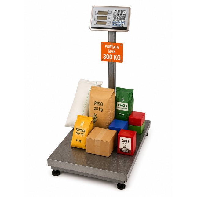 Bilancia Digitale Elettronica Professionale 300 Kg Con Display bilancia industriale ricaricabile per utilizzarla in Negozio, Casa, Azienda o Attività ambulante