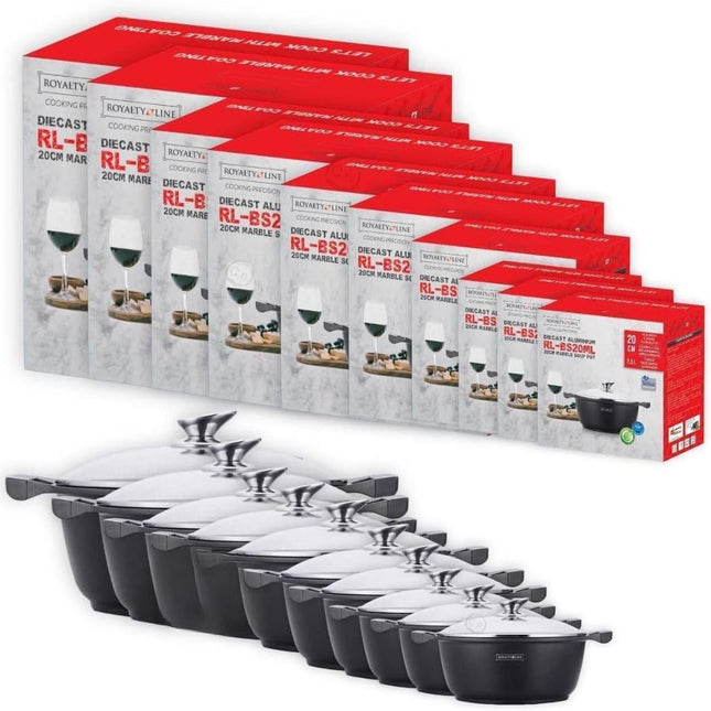 Pentola Tegame Royalty Line in Alluminio con Rivestimento Antiaderente Teflon, Coperchio in Vetro e Acciaio Inox – Adatta a Induzione, Gas, Elettrico, Ceramica e Alogeno