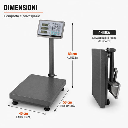Bilancia Digitale Elettronica Professionale 300 Kg Con Display bilancia industriale ricaricabile per utilizzarla in Negozio, Casa, Azienda o Attività ambulante