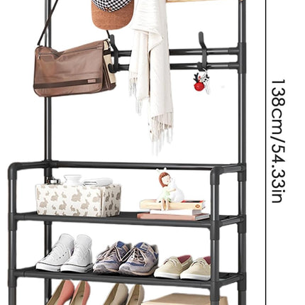 Scarpiera da pavimento multifunzionale, per vestiti e scarpe, appendiabiti da ingresso con ganci, organizer da pavimento per camera da letto, dormitorio, decorazione per interni