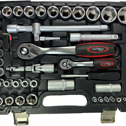 Set Chiavi a Bussola 108 PEZZI Professionale con Cricchetto – Valigetta Completa con Bussole, Inserti e Prolunghe – Acciaio Cromato Vanadio