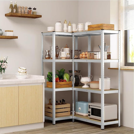 Scaffali in Metallo, Scaffalature a 5 Ripiani Regolabili, Senza Viti, Scaffale Salvaspazio per Garage, Magazzino Portata Fino a 875 kg Con 5 Ripiani Regolabili Ideale Per Garage Officina 90X40X180H cm