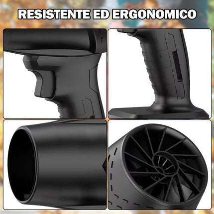 Soffiatore a Batteria 48V con 2 Batterie Incluse e Valigetta, Soffiatore Foglie 2 in 1 Compatto e Portatile, Alta Potenza 1050W, Ideale per Giardino, Auto e Garage