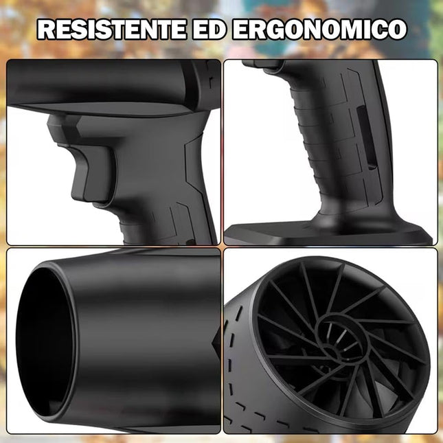 Soffiatore a Batteria 48V con 2 Batterie Incluse e Valigetta, Soffiatore Foglie 2 in 1 Compatto e Portatile, Alta Potenza 1050W, Ideale per Giardino, Auto e Garage