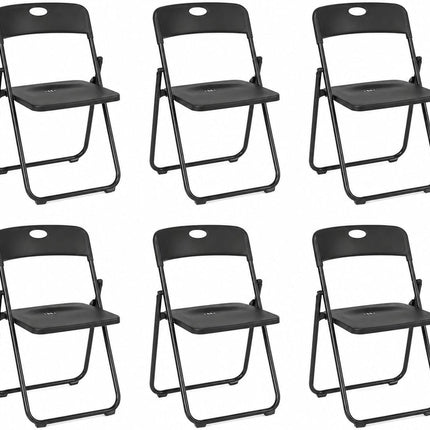 Set da 6 Sedie Pieghevoli con Struttura in Acciaio e PVC, Seduta Salvaspazio Richiudibile con Piedini e Maniglia, da Viaggio, Cucina, Soggiorno, Camera da Letto, 74x43x49 cm