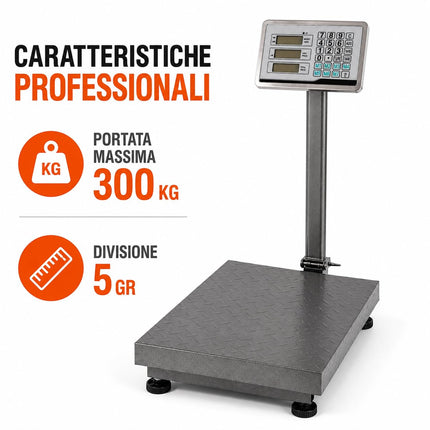 Bilancia Digitale Elettronica Professionale 300 Kg Con Display bilancia industriale ricaricabile per utilizzarla in Negozio, Casa, Azienda o Attività ambulante