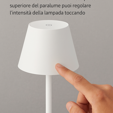 Lampada da Tavolo LED Ricaricabile Senza Fili – Dimmerabile Touch, 2400mAh, 3 Tonalità (2700K-6000K), Design Moderno per Interno ed Esterno, Camera da Letto, Soggiorno, Giardino, IP54