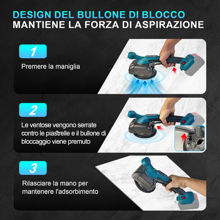 Piastrellatrice per piastrelle, Piastrella macchina Vibratori Piastrelle 100 kg, Vibratori Piastrelle con 2 batterie, Piastrellatrice Elettrica per Piastrelle 5 Velocità Regolabili Con ventose 160mm