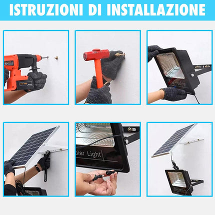 Faro led 100W esterno con pannello solare, angolo di illuminazione 120°, 5 m, isolamento IP67