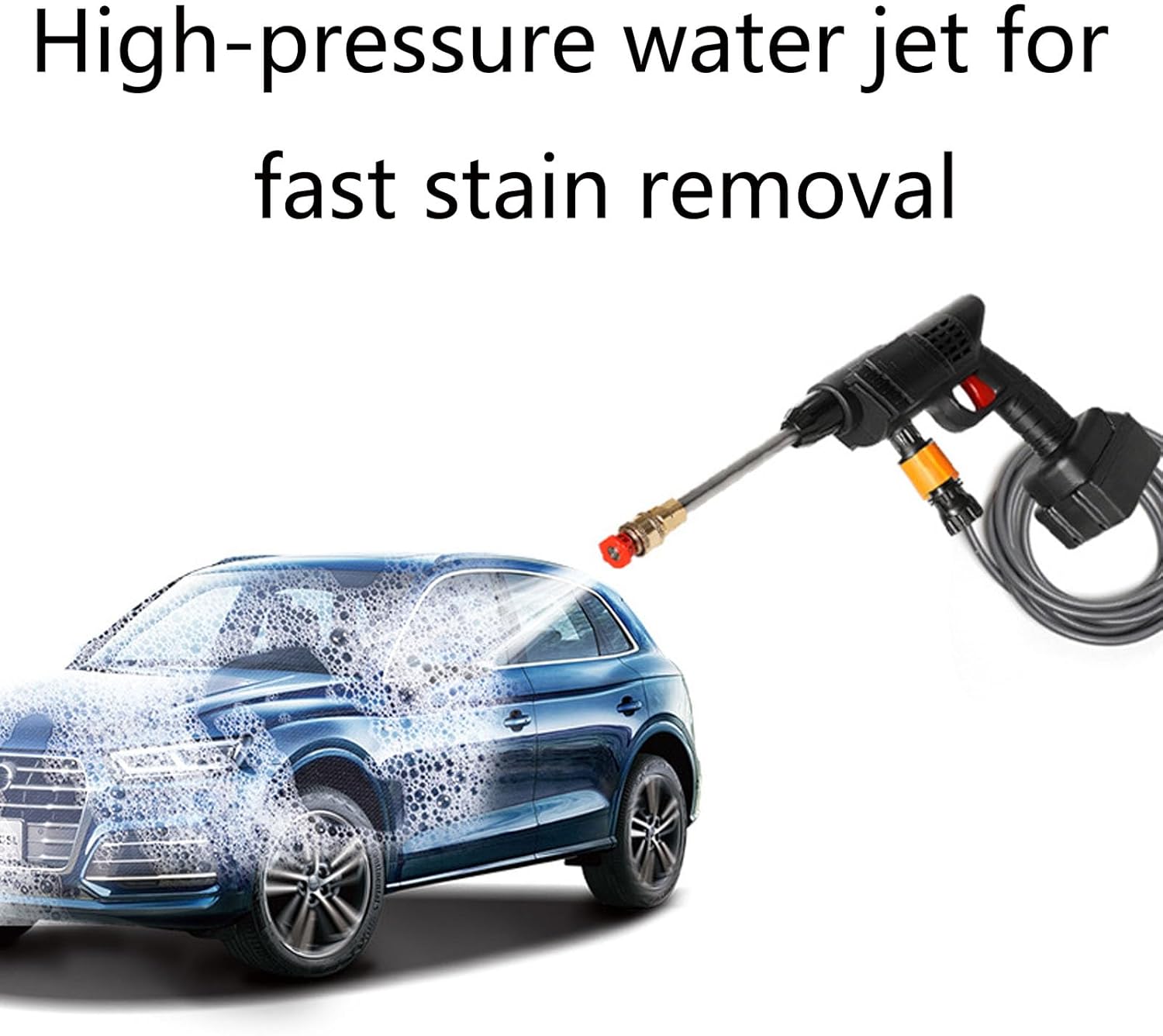 Idropulitrice con 2 Batterie, Idropulitrice Portatile Professionale con Cassetta Degli Attrezzi per Auto, Terrazza e Giardino di Pavimenti e Esterni