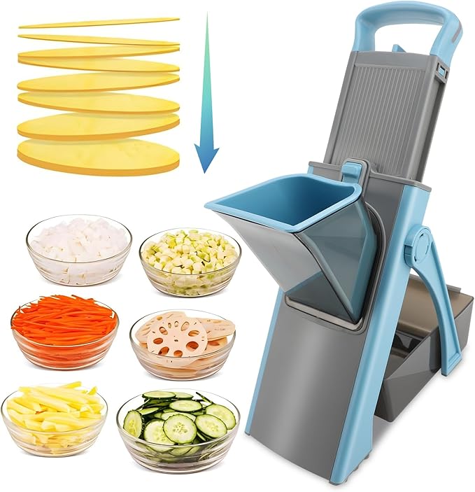 Affettaverdure Mandolina per Cucina, Affettatrice per Verdure, Cutter per Patate, Affettaverdure con Contenitore, Spessore Regolabile Julienne + Dicer, Utensili e Gadget da Cucina, COLORE A CASO