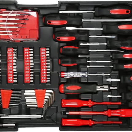 Trolley Set Attrezzi Utensili da Lavoro Professionali 399 pezzi Custodia Trolley Valigia 4 livelli Portattrezzi Cassetta Portautensili in Alluminio con Ruote e Manico Telescopico