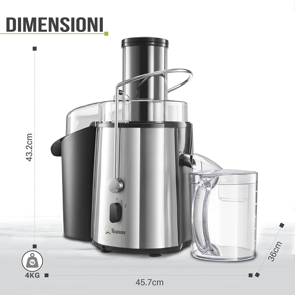Centrifuga Frutta e Verdura Professionale - Centrifugatore Estrattore, Grande Potenza 850W e 2 velocità - Centrifughe Estratti e Succhi Rigeneranti Apertura Larga 75mm, Base Anti-Scivolo