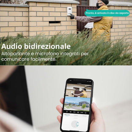 Telecamera di Sicurezza PTZ 4K 9MP Wi-Fi con Doppia Lente Zoom 8X e Visione Notturna a Colori per Esterni Impermeabile IP66