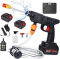 Idropulitrice con 2 Batterie, Idropulitrice Portatile Professionale con Cassetta Degli Attrezzi per Auto, Terrazza e Giardino di Pavimenti e Esterni