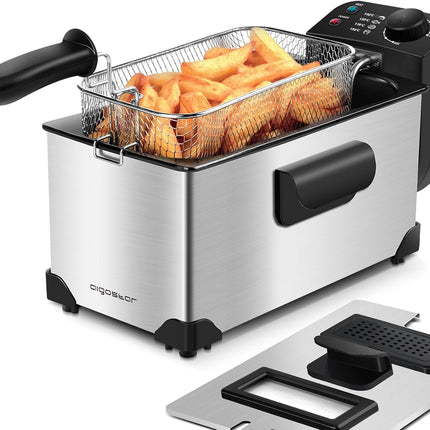 Friggitrice 200Watts, Capacità 3.5 Litri con Finestra, Controllo di Temperatura, Ciotola d'Olio Removibile