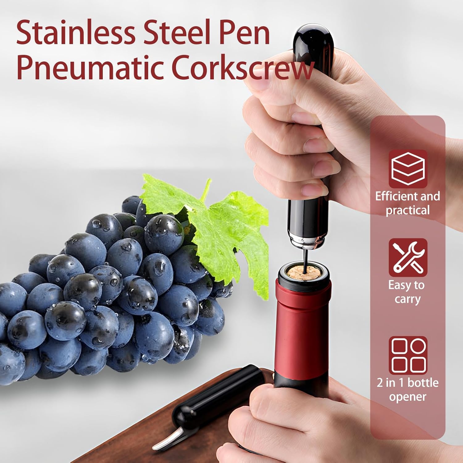 Apribottiglie a Pressione d'aria 2 in 1 con Tagliacapsule, Apribottiglie di Vino, Cavatappi Portatile da Viaggio, Apertura Rapida per Gli Amanti del Vino, Feste, Matrimoni, Campeggio COLORE CASUALE