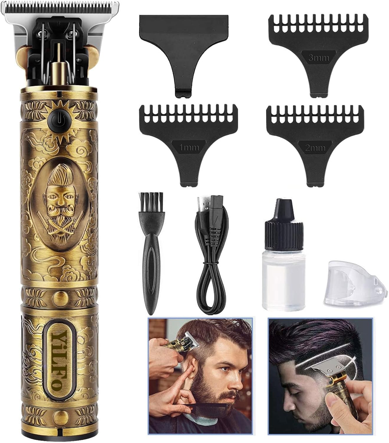 Tagliacapelli Uomo Professionale,Macchinetta per Capelli,Rasoio Elettrico Barba, Macchinetta Barba Uomo, Precisione Trimmer, Impermeabile Regolabarba, 3 Pettini Ricarica USB per Uso Domestico