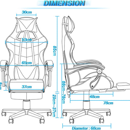Sedia Gaming Ergonomica con Poggiapiedi Estraibile, Cuscino Lombare e Poggiatesta – Poltrona da Ufficio e Gaming in Ecopelle, Schienale Reclinabile 135°, Altezza Regolabile