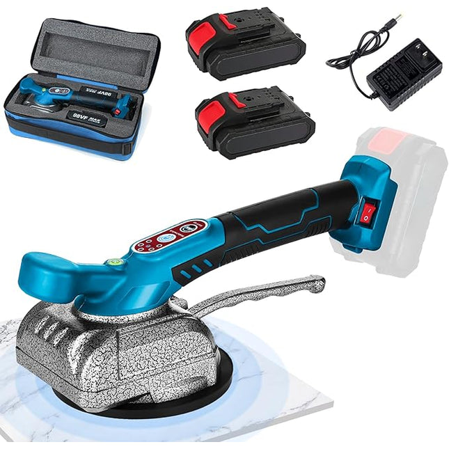 Piastrellatrice per piastrelle, Piastrella macchina Vibratori Piastrelle 100 kg, Vibratori Piastrelle con 2 batterie, Piastrellatrice Elettrica per Piastrelle 5 Velocità Regolabili Con ventose 160mm