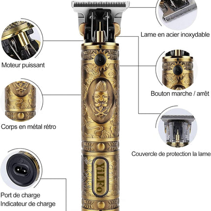 Tagliacapelli Uomo Professionale,Macchinetta per Capelli,Rasoio Elettrico Barba, Macchinetta Barba Uomo, Precisione Trimmer, Impermeabile Regolabarba, 3 Pettini Ricarica USB per Uso Domestico