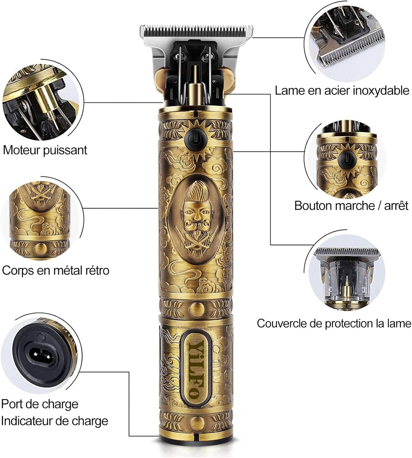 Tagliacapelli Uomo Professionale,Macchinetta per Capelli,Rasoio Elettrico Barba, Macchinetta Barba Uomo, Precisione Trimmer, Impermeabile Regolabarba, 3 Pettini Ricarica USB per Uso Domestico