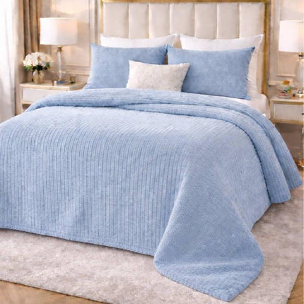 Copriletto Trapuntato Coste Velour in Velluto a Costine, Coperta Letto Matrimoniale Elegante e Morbida, Copriletto Moderno Tinta Unita per Camera da Letto – Design Made in Italy