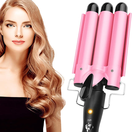 Ferro ondulato per capelli, arricciacapelli con 3 botti regolabili in temperatura, ferro arricciacapelli 25mm con riscaldamento rapido, onda grande per capelli lunghi/corti