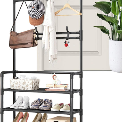 Scarpiera da pavimento multifunzionale, per vestiti e scarpe, appendiabiti da ingresso con ganci, organizer da pavimento per camera da letto, dormitorio, decorazione per interni