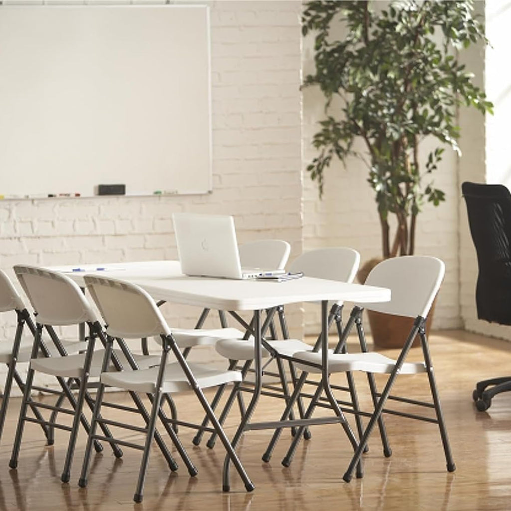 Tavolo Pieghevole Portatile salvaspazio | Tavolo richiudibile | Tavolo da campeggio con Sistema di Blocco di Sicurezza, Fino a 6 Persone - 180x75x74 cm (Bianco)