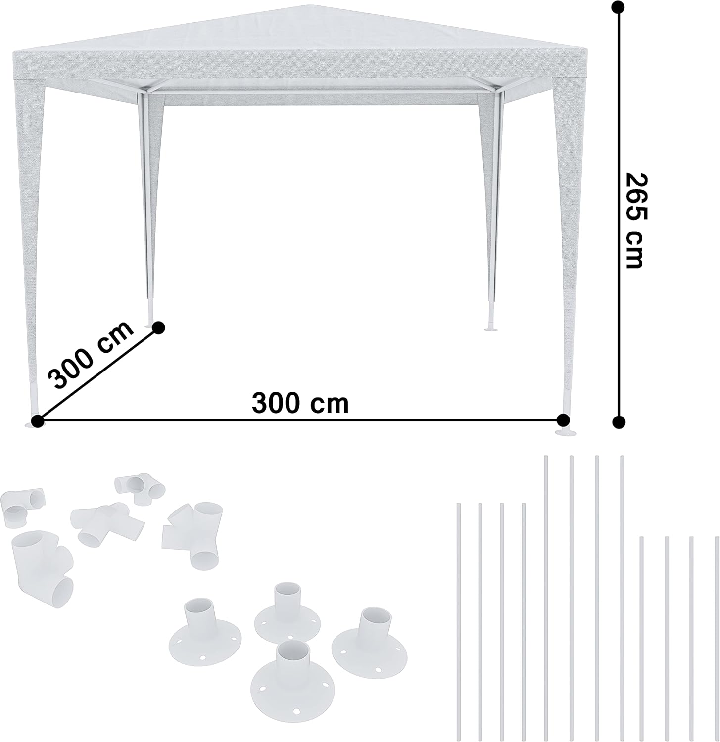 Gazebo da Giardino 3x3 m Impermeabile – Tenda da Sole per Esterno con Struttura in Metallo, Copertura Resistente, Altezza 265 cm, Ideale per Terrazzo, Patio, Eventi e Feste