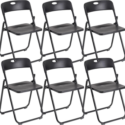 Set da 6 Sedie Pieghevoli con Struttura in Acciaio e PVC, Seduta Salvaspazio Richiudibile con Piedini e Maniglia, da Viaggio, Cucina, Soggiorno, Camera da Letto, 74x43x49 cm