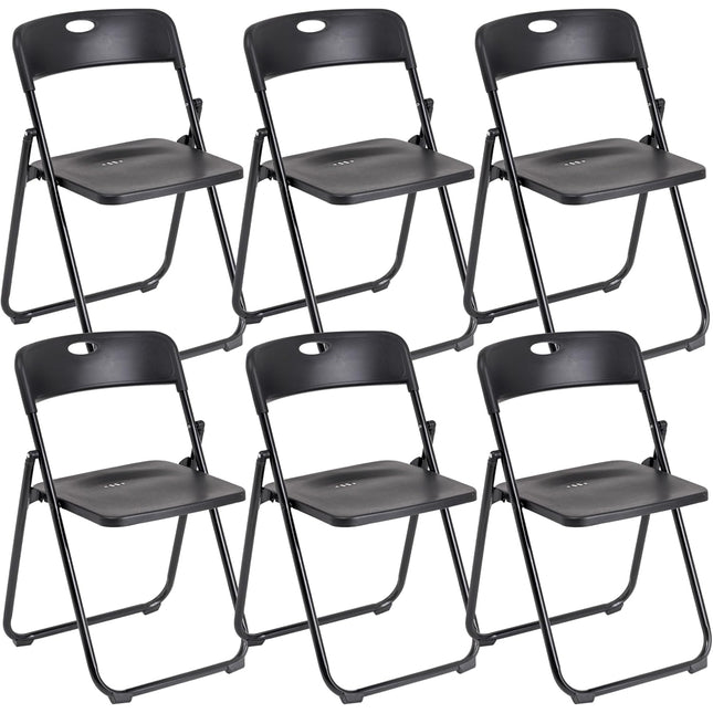 Set da 6 Sedie Pieghevoli con Struttura in Acciaio e PVC, Seduta Salvaspazio Richiudibile con Piedini e Maniglia, da Viaggio, Cucina, Soggiorno, Camera da Letto, 74x43x49 cm