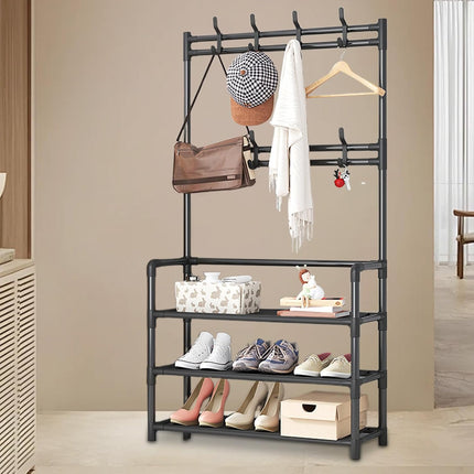 Scarpiera da pavimento multifunzionale, per vestiti e scarpe, appendiabiti da ingresso con ganci, organizer da pavimento per camera da letto, dormitorio, decorazione per interni