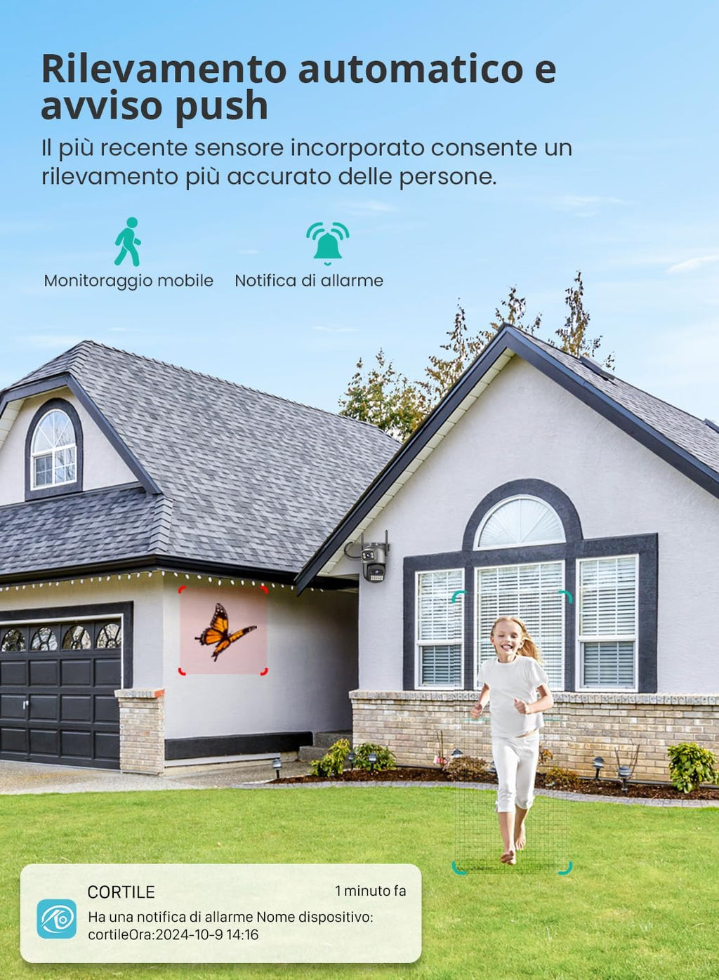 Telecamera di Sicurezza PTZ 4K 9MP Wi-Fi con Doppia Lente Zoom 8X e Visione Notturna a Colori per Esterni Impermeabile IP66
