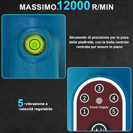 Piastrellatrice per piastrelle, Piastrella macchina Vibratori Piastrelle 100 kg, Vibratori Piastrelle con 2 batterie, Piastrellatrice Elettrica per Piastrelle 5 Velocità Regolabili Con ventose 160mm