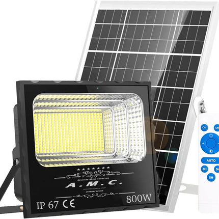 Faro led 100W esterno con pannello solare, angolo di illuminazione 120°, 5 m, isolamento IP67