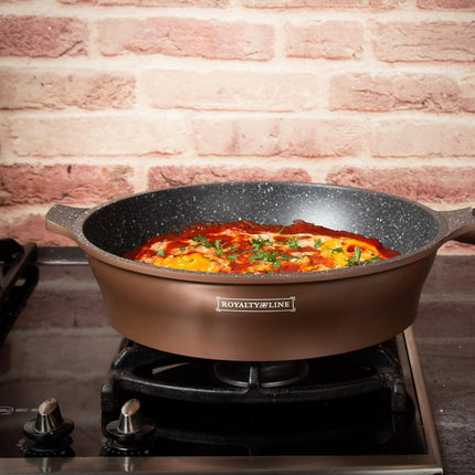 Set Pentole 17 Pezzi Antiaderenti con Coperchi in Vetro e Padelle – Batteria Cucina Induzione, Rivestimento Effetto Pietra, Manici Rimovibili, Adatta a Tutti i Piani Cottura