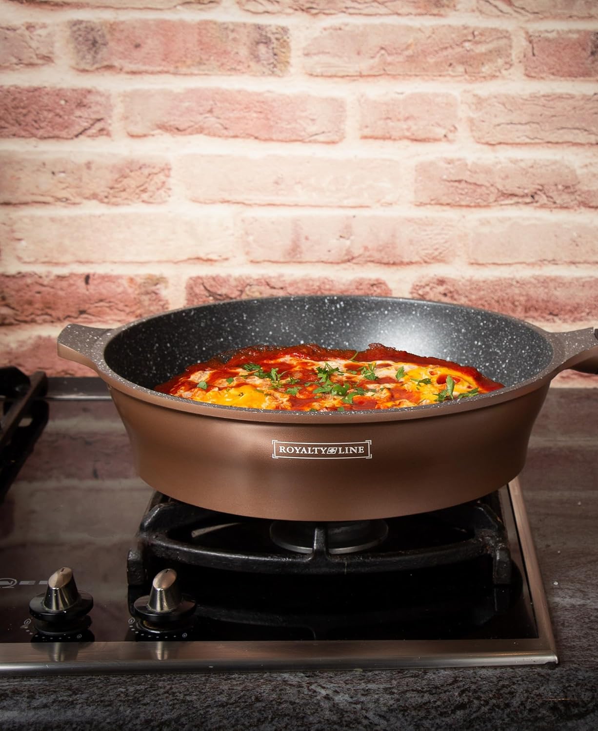Set Pentole 17 Pezzi Antiaderenti con Coperchi in Vetro e Padelle – Batteria Cucina Induzione, Rivestimento Effetto Pietra, Manici Rimovibili, Adatta a Tutti i Piani Cottura