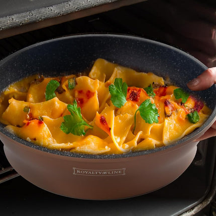 Set Pentole 17 Pezzi Antiaderenti con Coperchi in Vetro e Padelle – Batteria Cucina Induzione, Rivestimento Effetto Pietra, Manici Rimovibili, Adatta a Tutti i Piani Cottura