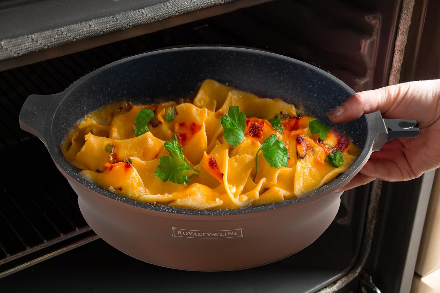 Set Pentole 17 Pezzi Antiaderenti con Coperchi in Vetro e Padelle – Batteria Cucina Induzione, Rivestimento Effetto Pietra, Manici Rimovibili, Adatta a Tutti i Piani Cottura