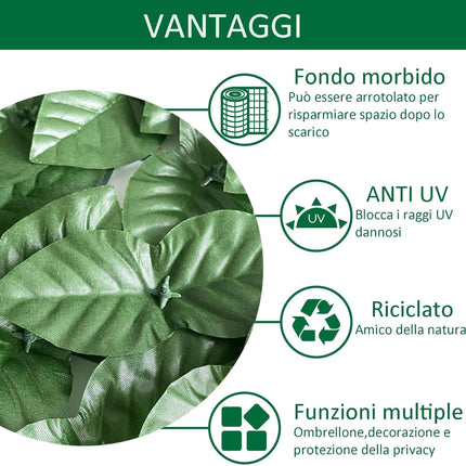 Siepe Finta Per Recinzione,Recinzione Giardino Esterno,Frangivista Balcone, Copri Ringhiera Balcone,Rete Con Foglie Finte