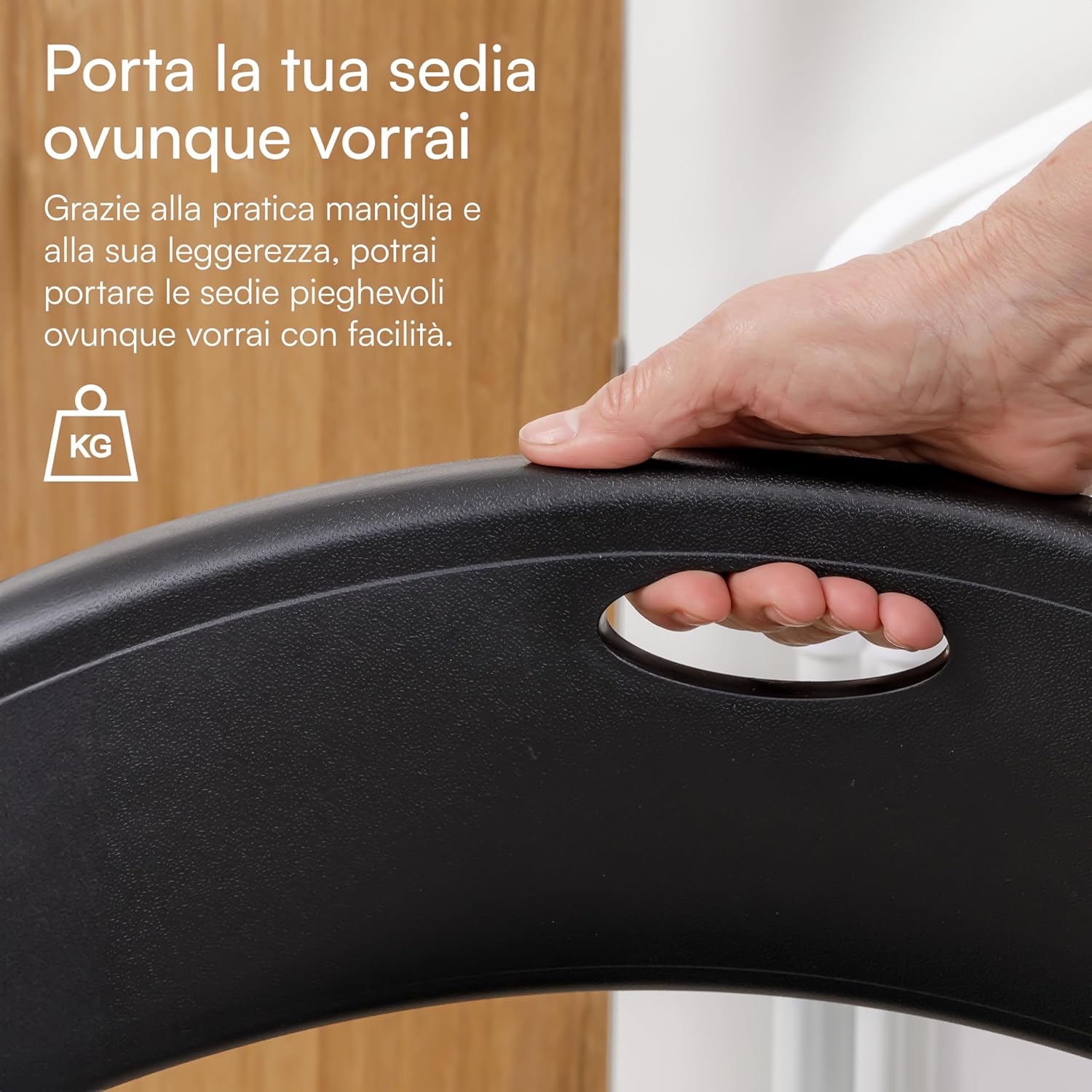 Set da 6 Sedie Pieghevoli con Struttura in Acciaio e PVC, Seduta Salvaspazio Richiudibile con Piedini e Maniglia, da Viaggio, Cucina, Soggiorno, Camera da Letto, 74x43x49 cm