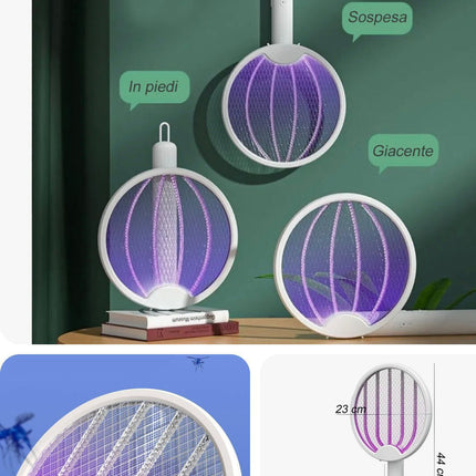 Lampada Antizanzare Elettrica UV – Zanzariera Elettrica 2 in 1 con Luce UV 360°, Sicura con Griglia Protettiva, da Tavolo o Parete, Silenziosa per Casa e Campeggio